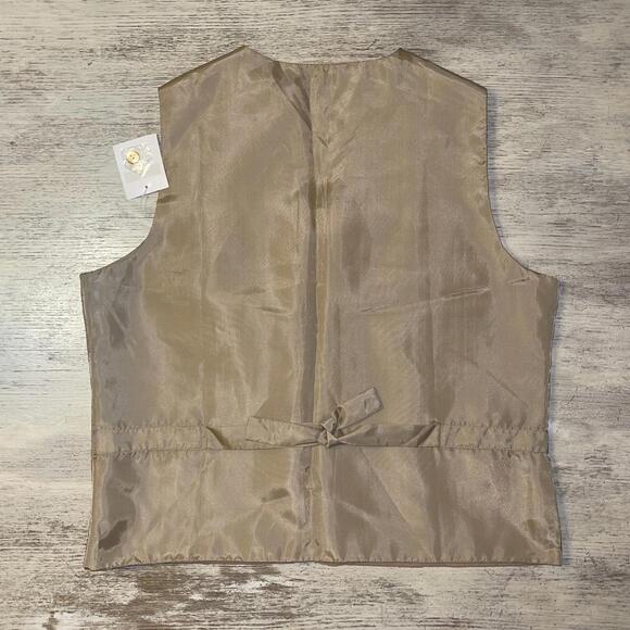 NWT Vintage 90s Stephanie Wool Tan Embroidered  Women’s Vest Size Large - Picture 7 of 7